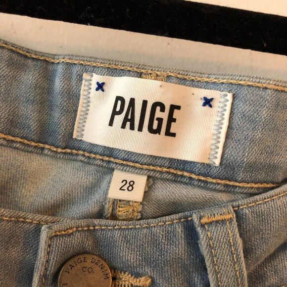 Paige Verdugo Crop Zip Jeans Light Blue Denim Blend With Ankle Zippers Size 28 - Picture 4 of 6